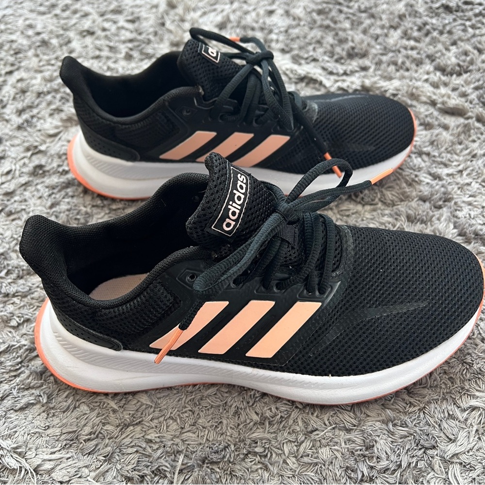 Adidas black and light pink coral sneaker